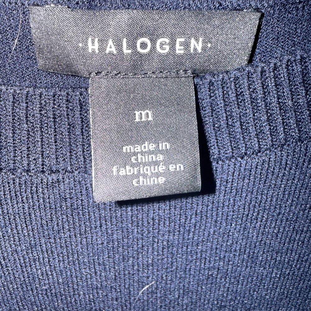 Halogen Navy Blue Sweater Ribbed at wrists and waist slight scoop neck M - Picture 5 of 5